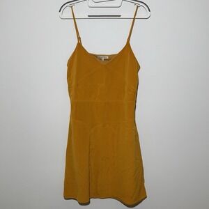 Broadway & Broome Women's 100% Silk Mini Dress Size 2 Mustard V-Neck Semi Formal